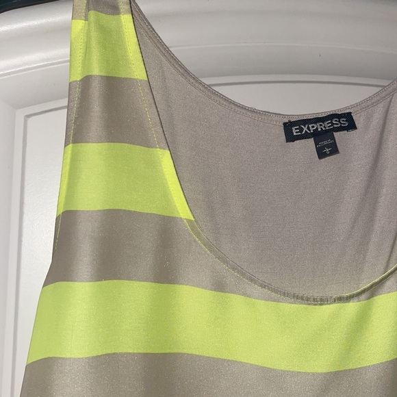 Express neon yellow/tan striped blouse - Picture 2 of 3